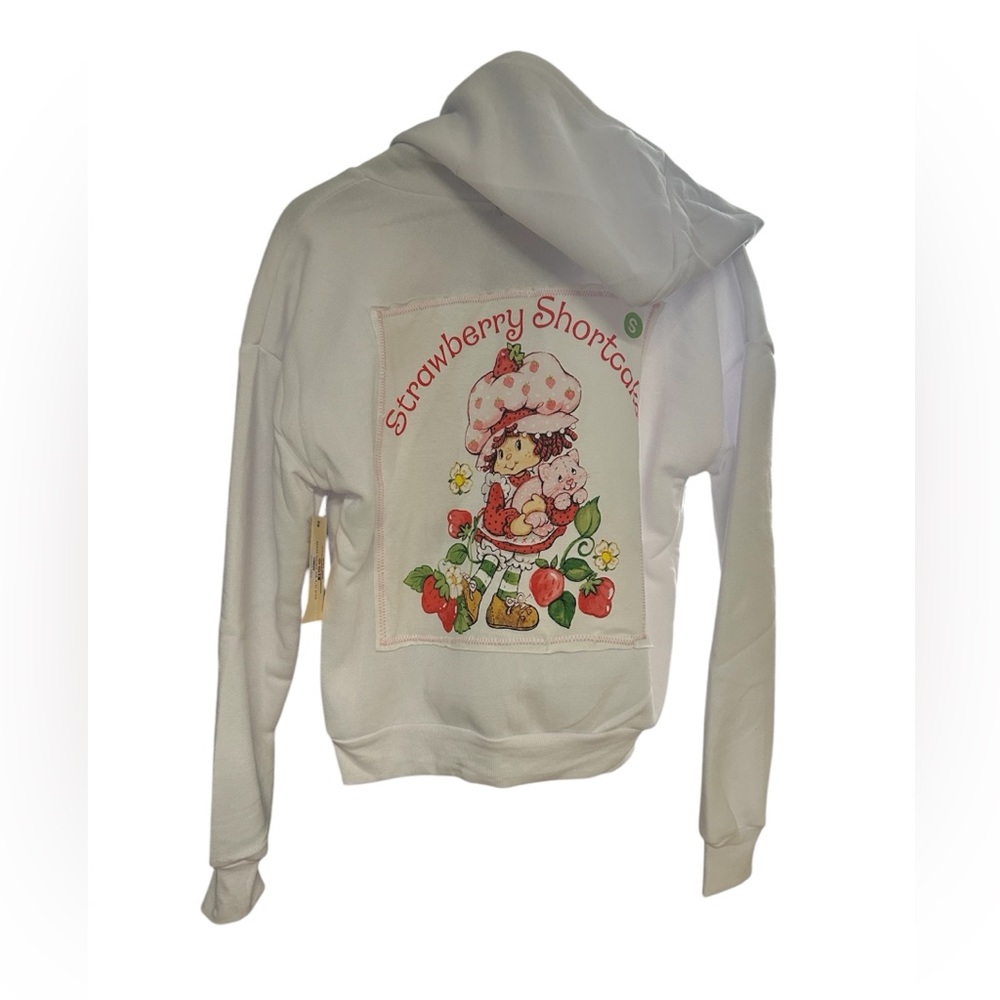 STRAWBERRY SHORTCAKE white hoodie zip custom creation by Rachelle ONE OF A KIND